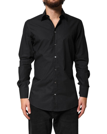 Dolce & Gabbana Black GOLD Cotton Men Dress Formal Shirt