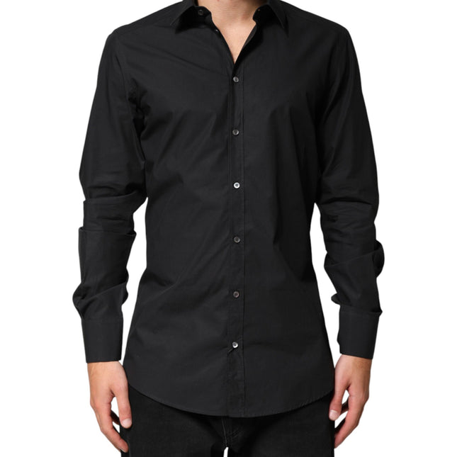 Dolce & Gabbana Black GOLD Cotton Men Dress Formal Shirt