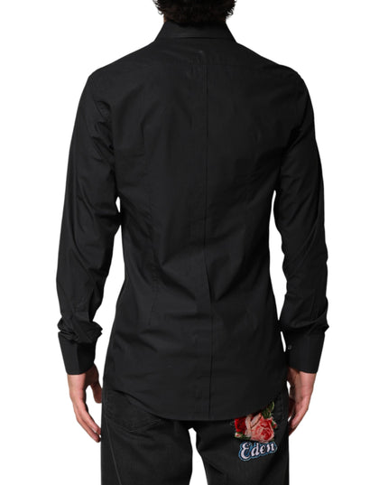 Dolce & Gabbana Black GOLD Cotton Men Dress Formal Shirt
