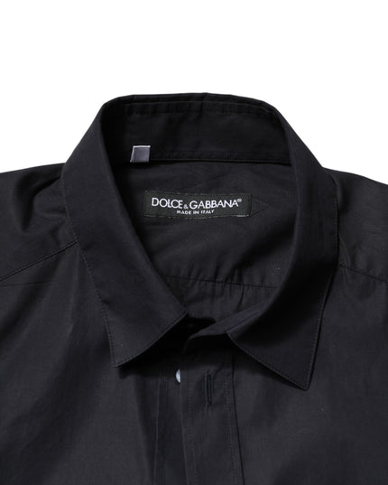 Dolce & Gabbana Black Cotton Long Sleeves Dress Formal Shirt