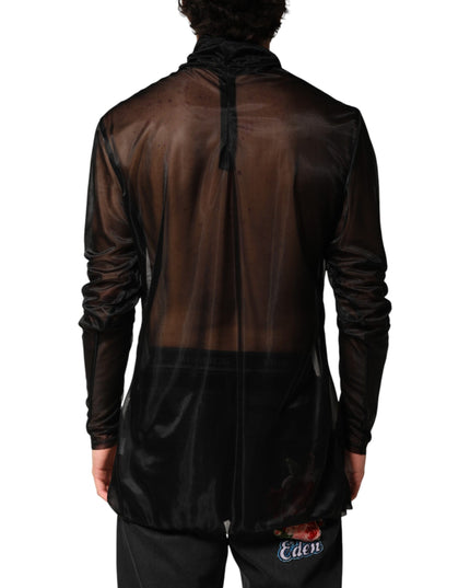Dolce & Gabbana Black Sheer Long Sleeves Turtleneck Top