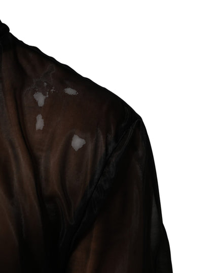 Dolce & Gabbana Black Sheer Long Sleeves Turtleneck Top