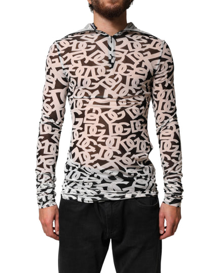 Dolce & Gabbana White DG Logo Long Sleeves Turtleneck Top