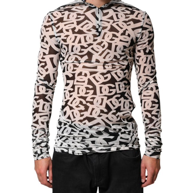 Dolce & Gabbana White DG Logo Long Sleeves Turtleneck Top