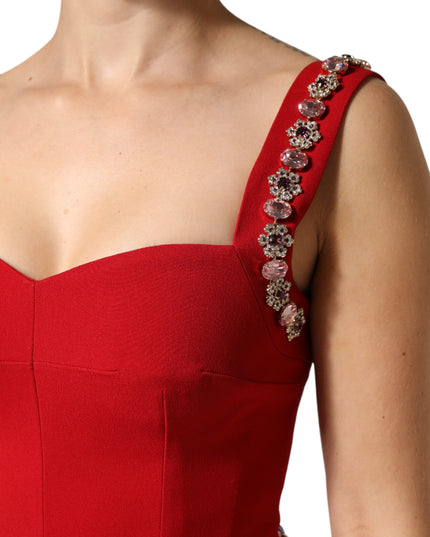 Dolce & Gabbana Red Embellished Sheath Mermaid Gown Dress