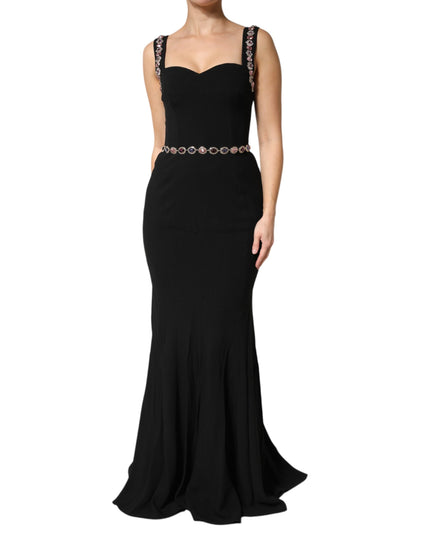 Dolce & Gabbana Black Embellished Sheath MermaidGown Dress