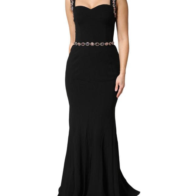 Dolce & Gabbana Black Embellished Sheath MermaidGown Dress