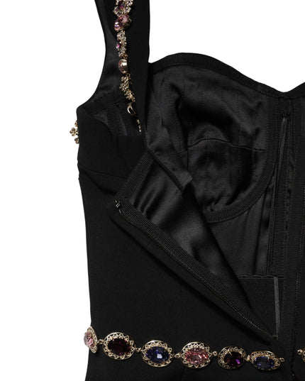 Dolce & Gabbana Black Embellished Sheath MermaidGown Dress