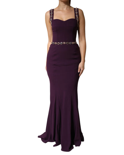 Dolce & Gabbana Violet Embellished Sheath Mermaid Gown Dress