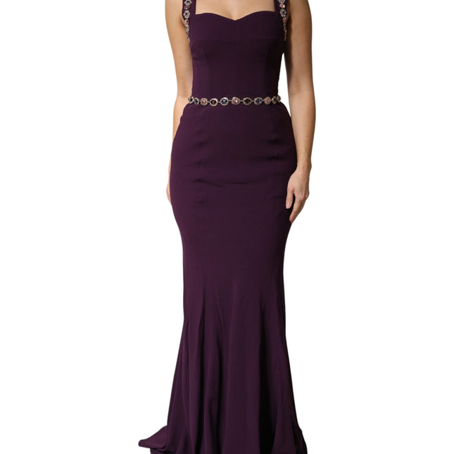 Dolce & Gabbana Violet Embellished Sheath Mermaid Gown Dress