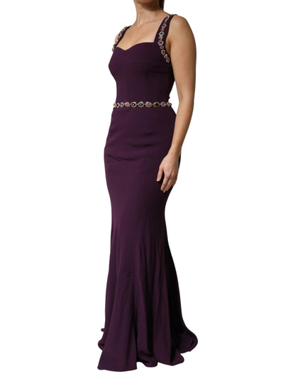 Dolce & Gabbana Violet Embellished Sheath Mermaid Gown Dress