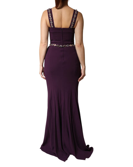 Dolce & Gabbana Violet Embellished Sheath Mermaid Gown Dress