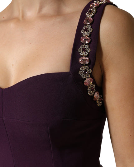Dolce & Gabbana Violet Embellished Sheath Mermaid Gown Dress