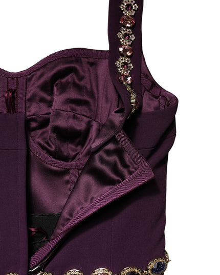 Dolce & Gabbana Violet Embellished Sheath Mermaid Gown Dress