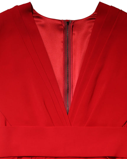 Dolce & Gabbana Red Viscose Plunging Neckline Long Maxi Dress