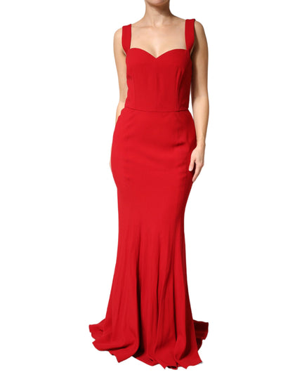 Dolce & Gabbana Red Viscose Sheath Mermaid Long Gown Dress