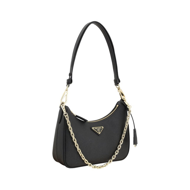 Prada Black Calf Leather Bos Taurus Shoulder Bag