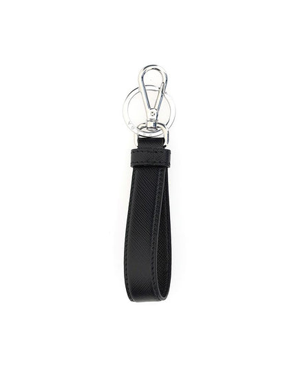 Prada Black Stainless Steel Keychain