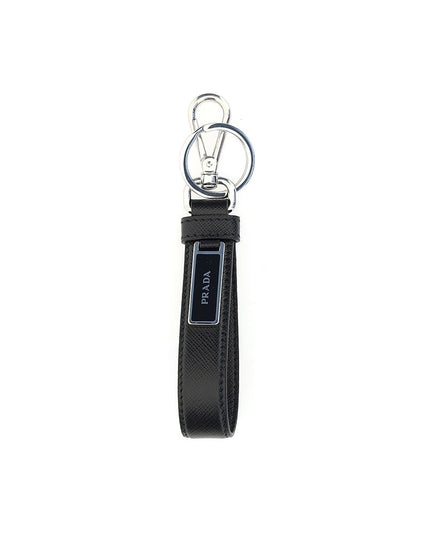 Prada Black Stainless Steel Keychain