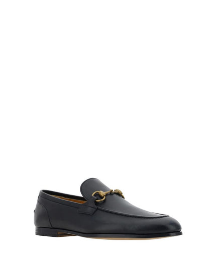 Gucci Black Calf Leather Bos Taurus Slip-On Loafers