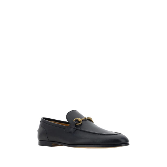 Gucci Black Calf Leather Bos Taurus Slip-On Loafers