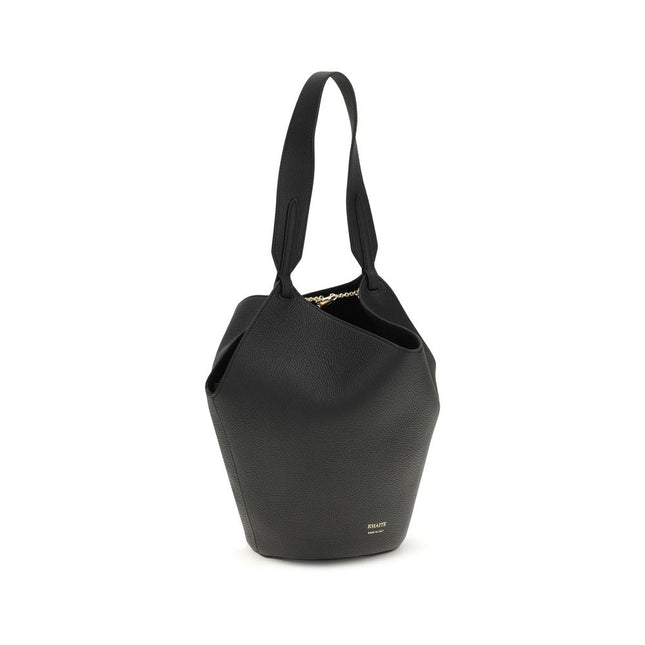 Khaite Black Calf Leather Bos Taurus Shoulder Bag