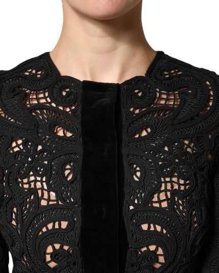 Dolce & Gabbana Black Floral Lace Cropped Coat  Jacket