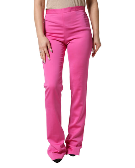 Versace Pink Viscose High Waist Straight Casual Trouser Pants