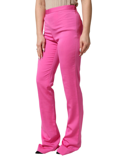 Versace Pink Viscose High Waist Straight Casual Trouser Pants