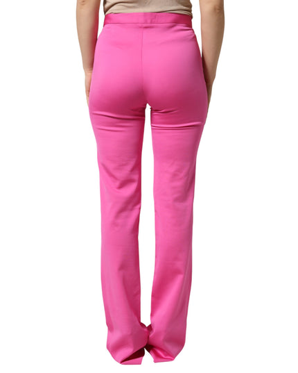 Versace Pink Viscose High Waist Straight Casual Trouser Pants