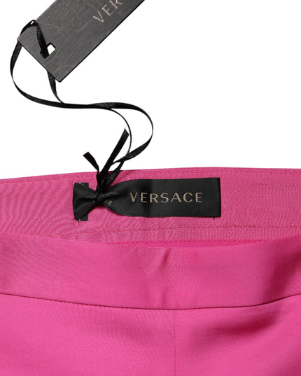 Versace Pink Viscose High Waist Straight Casual Trouser Pants