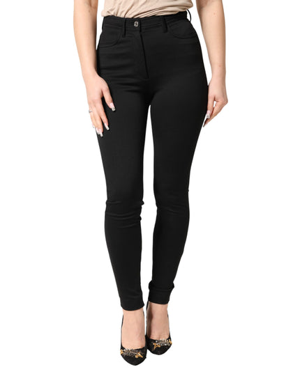Dolce & Gabbana Black Nylon Stretch Skinny High Waist Pants