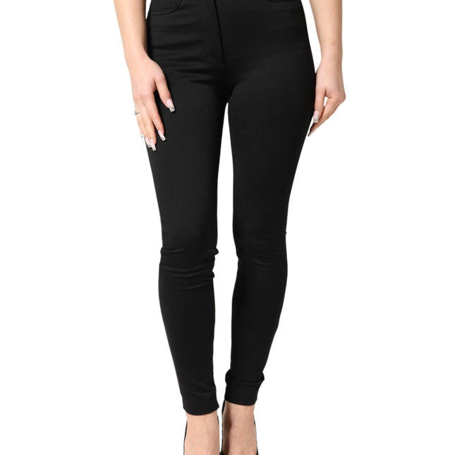 Dolce & Gabbana Black Nylon Stretch Skinny High Waist Pants
