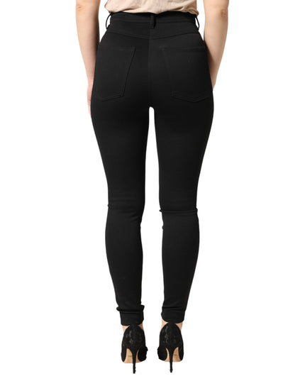 Dolce & Gabbana Black Nylon Stretch Skinny High Waist Pants