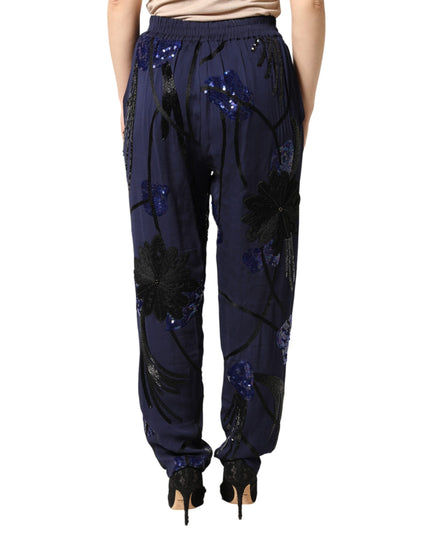 Christian Pellizzari Blue Sequined Tapered Trouser Pants