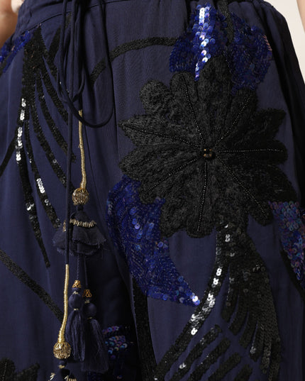 Christian Pellizzari Blue Sequined Tapered Trouser Pants