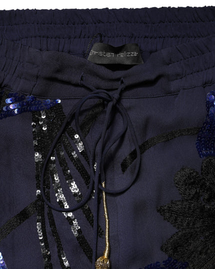 Christian Pellizzari Blue Sequined Tapered Trouser Pants