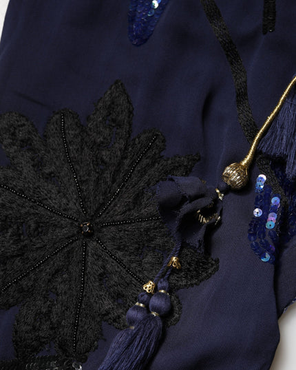 Christian Pellizzari Blue Sequined Tapered Trouser Pants