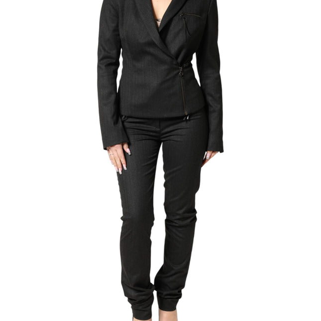 Exte Black Double Breasted Pants Blazer Jacket 2 Piece Suit