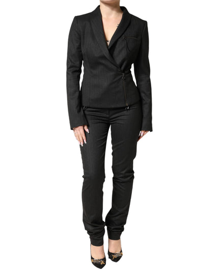 Exte Black Double Breasted Pants Blazer Jacket 2 Piece Suit
