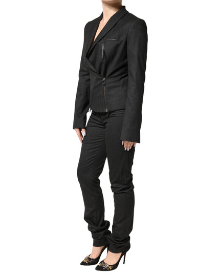 Exte Black Double Breasted Pants Blazer Jacket 2 Piece Suit