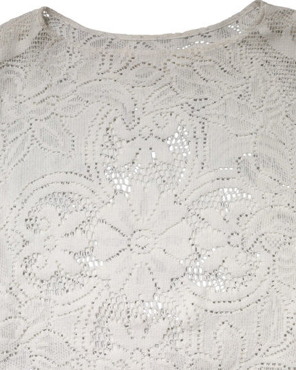 Dolce & Gabbana White Embroidery Lace Cotton Blouse Top