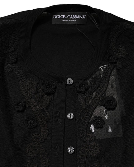 Dolce & Gabbana Black Sheer Button Down Cardigan Sweater