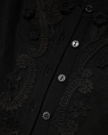 Dolce & Gabbana Black Sheer Button Down Cardigan Sweater