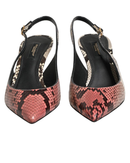 Dolce & Gabbana Multicolor Leather Heels Slingback Shoes
