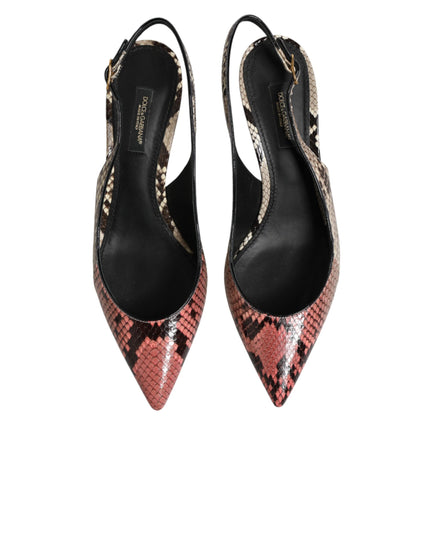 Dolce & Gabbana Multicolor Leather Heels Slingback Shoes