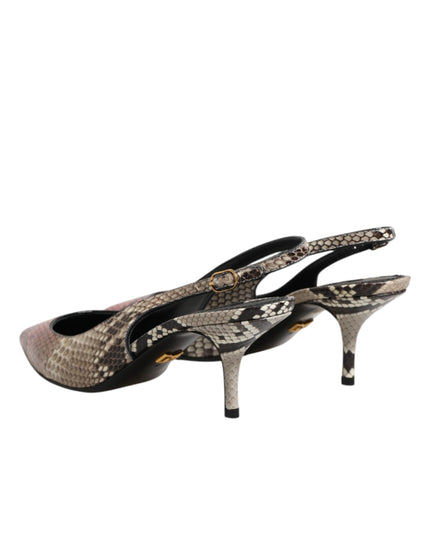 Dolce & Gabbana Multicolor Leather Heels Slingback Shoes