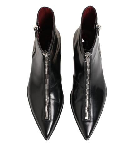 Dolce & Gabbana Black Leather Chelsea Short Ankle Boots Shoes