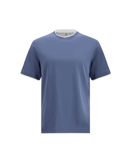 Brunello Cucinelli Blue Cotton T-Shirt