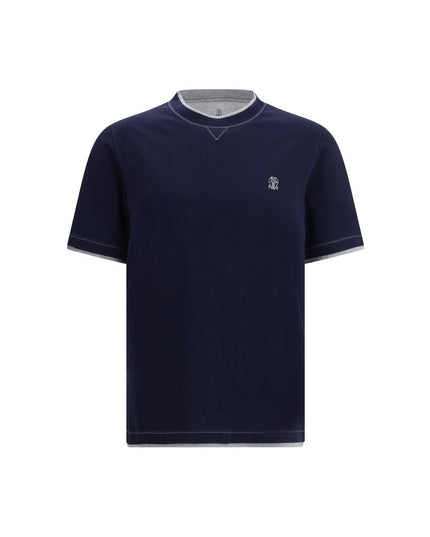 Brunello Cucinelli Blue Cotton T-Shirt
